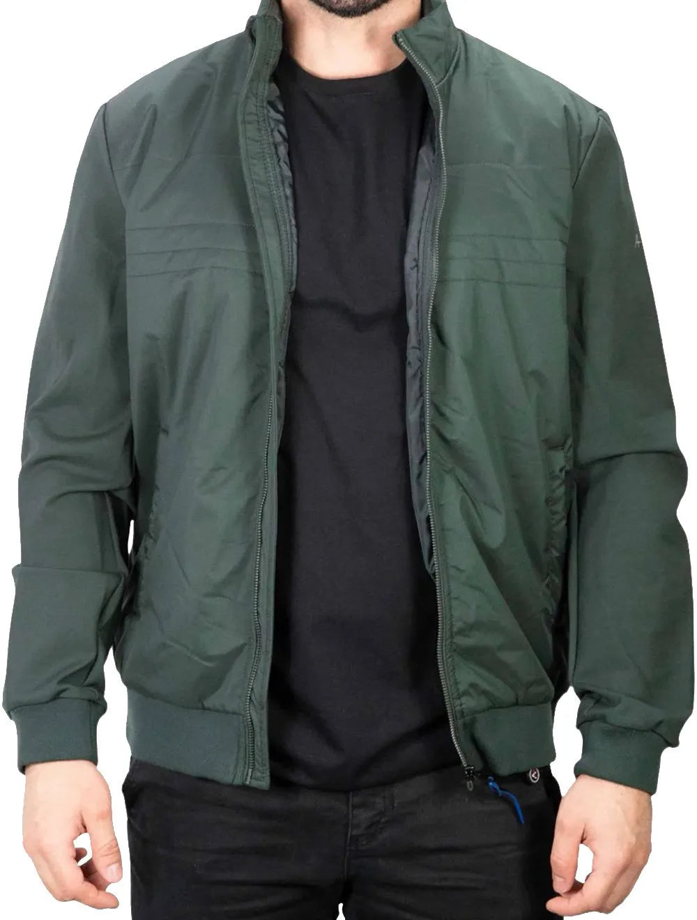 Jaqueta Aramis Masculina Nylon e Malha Bomber Liquid Repeller Verde Militar