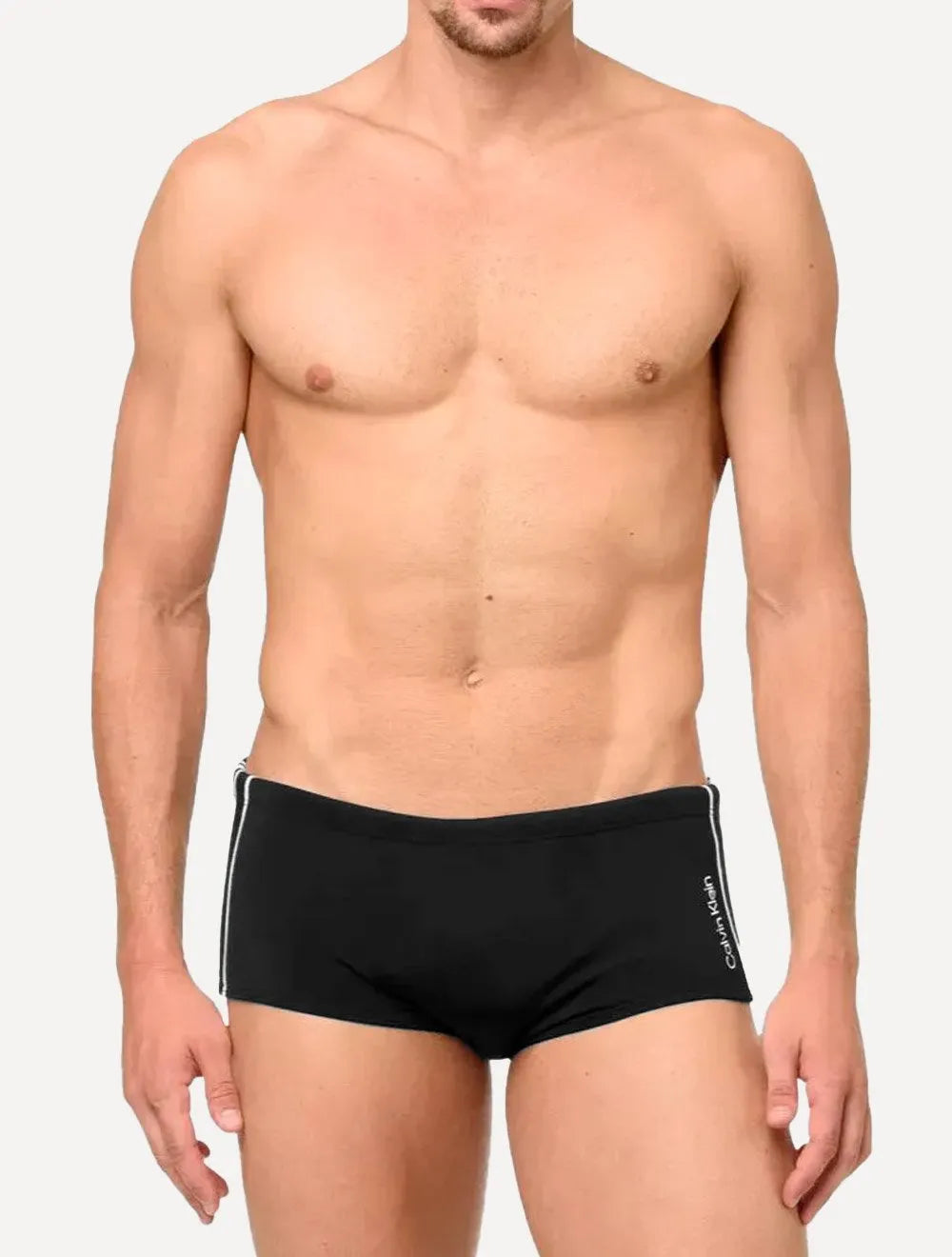 Sunga Calvin Klein Swimwear Gorgurão Stripes Logo Preta