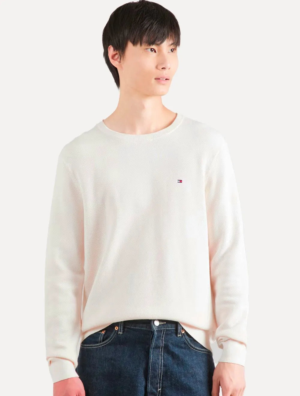 Suéter Tommy Hilfiger Masculino Essential C-Neck Structured Off White