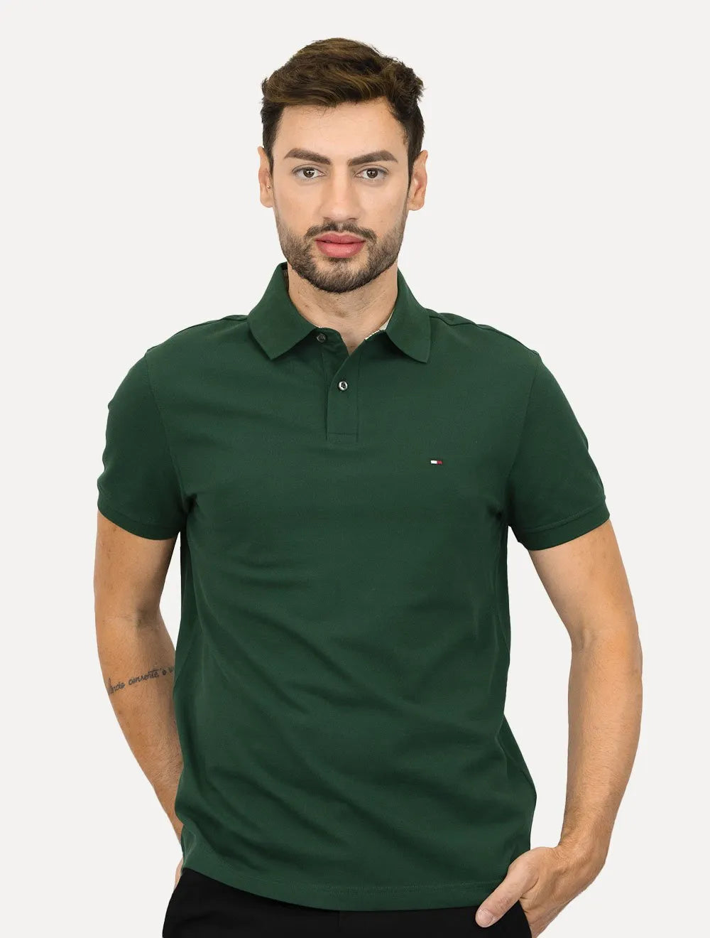 Polo Tommy Hilfiger Masculina Regular Piquet 1985 Verde Escuro