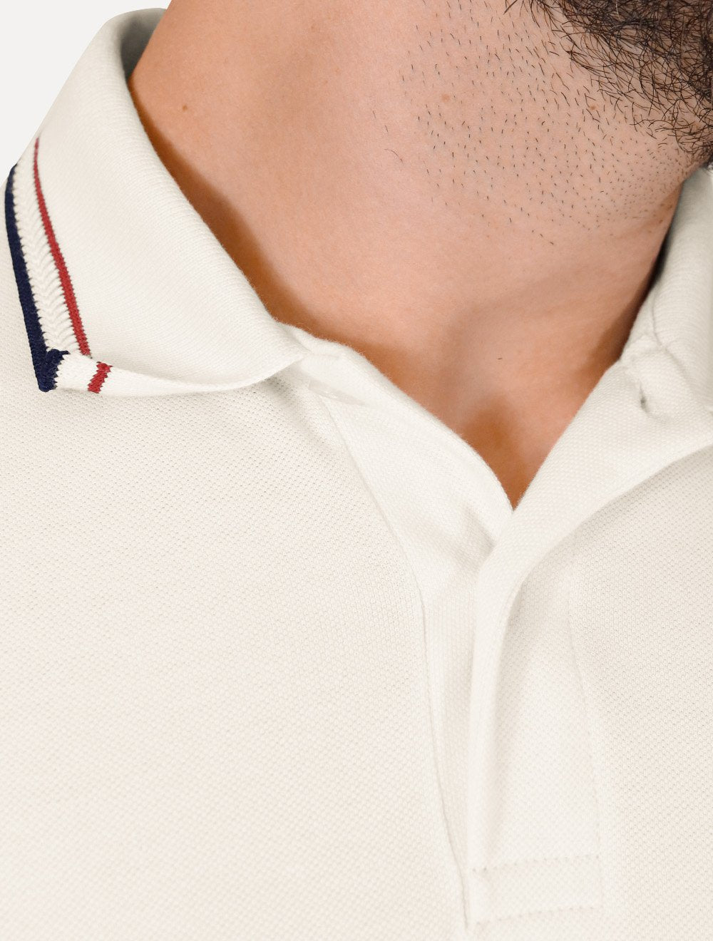 Polo Aramis Masculina Piquet Gola Duo Frisos Off-White