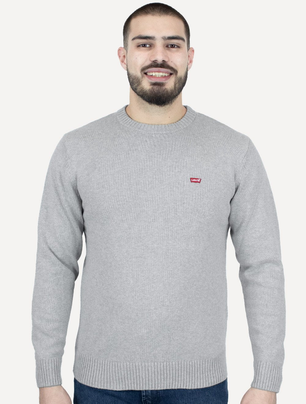 Suéter Levis Masculino Crewneck Classic Housemark Logo Cinza Mescla