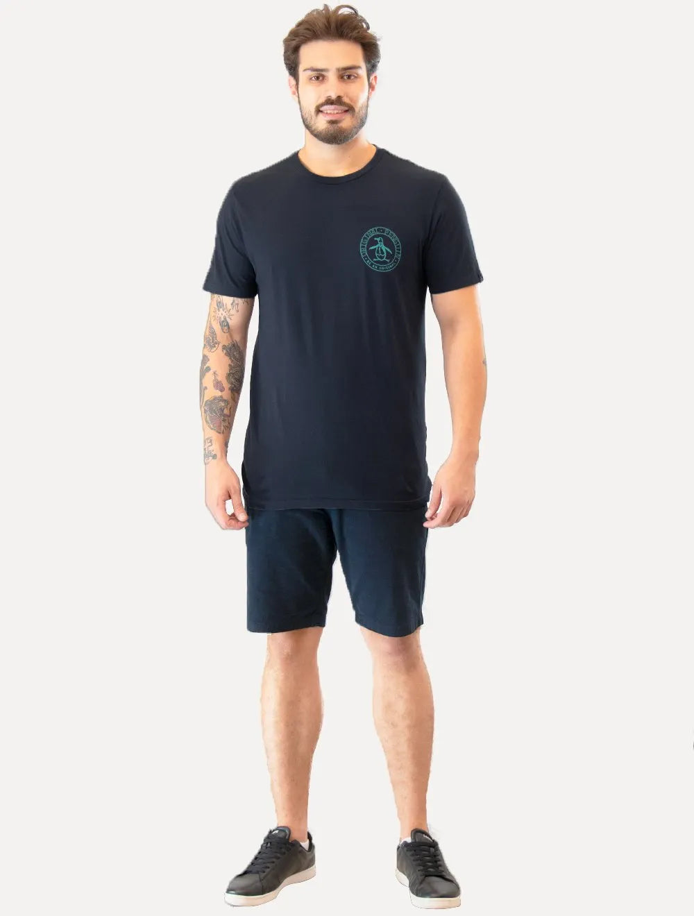 Camiseta Original Penguin Masculina Med Circle Logo Azul Marinho
