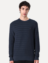 Suéter Tommy Jeans Masculino C-Neck Stripe Structured Azul Marinho