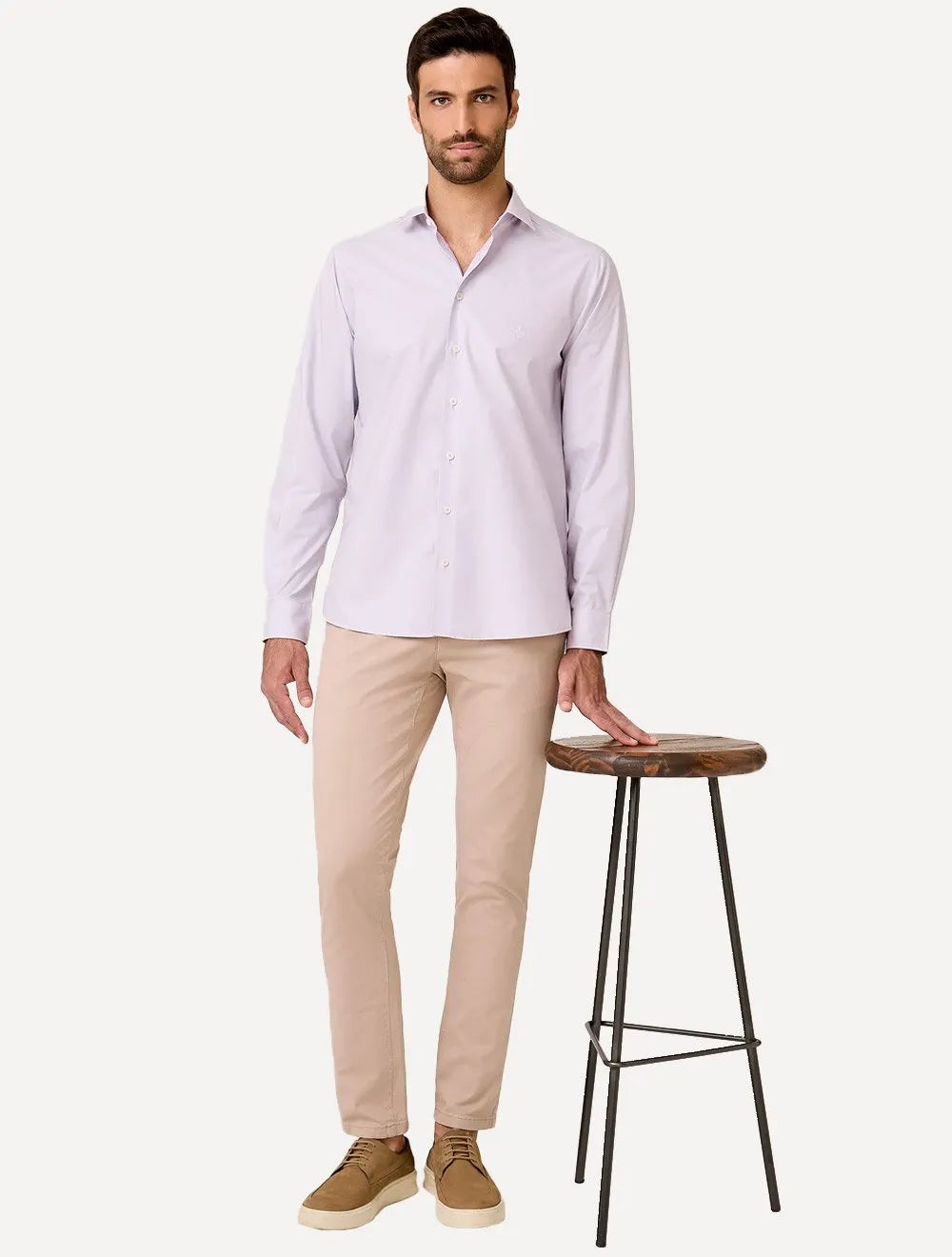Camisa Dudalina Masculina Slim Tricoline Lisa Lilás