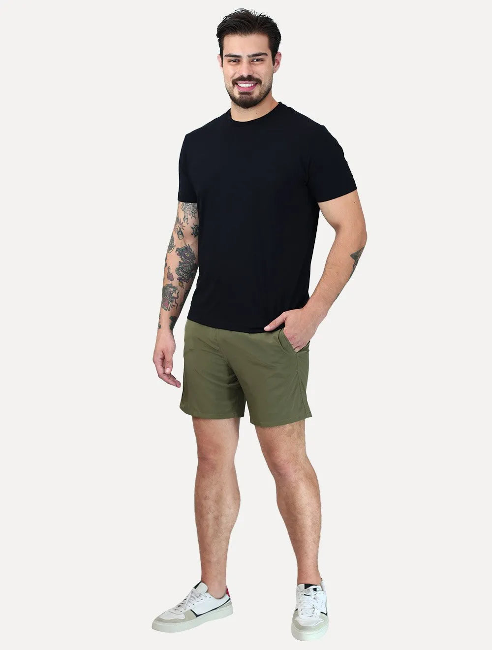 Short King & Joe Masculina Nylon Flex Colors Verde Militar