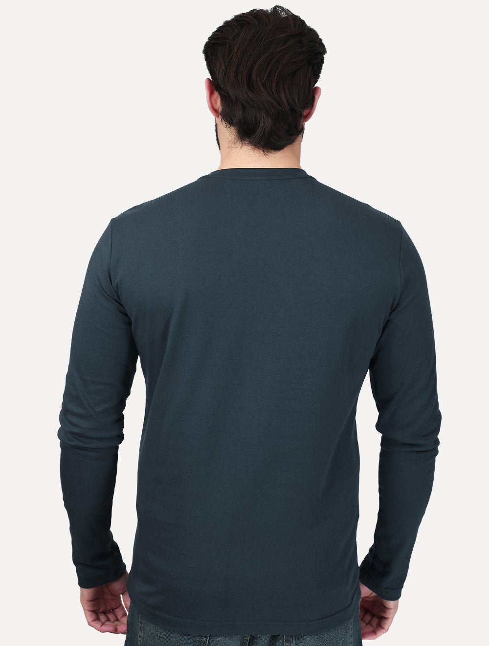 Camiseta K&J Masculina Manga Longa Premiun Suedine Egípcio Azul Marinho