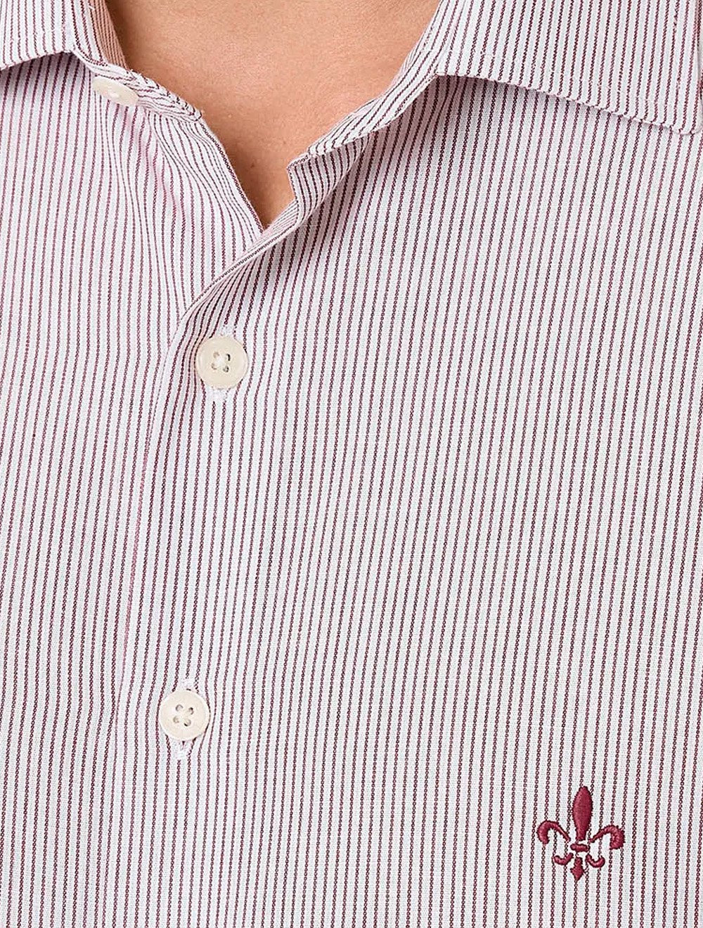 Camisa Dudalina Masculina Slim Superfine Cotton Listrada Vermelha