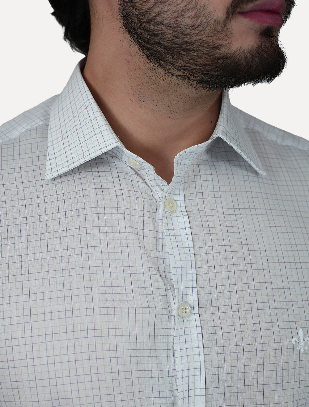 Camisa Dudalina Masculina Slim Superfine Cotton Xadrez Roxo/Branca