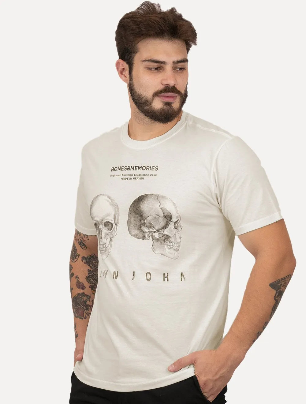 Camiseta John John Masculina Relaxed Fit Bones e Memories Off-White