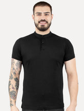 Polo Dixen Masculina Piquet Gola Padre Lisa Preta