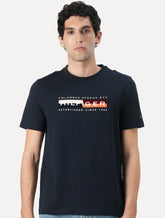 Camiseta Tommy Hilfiger Masculina Colour Block Graphic Azul Marinho