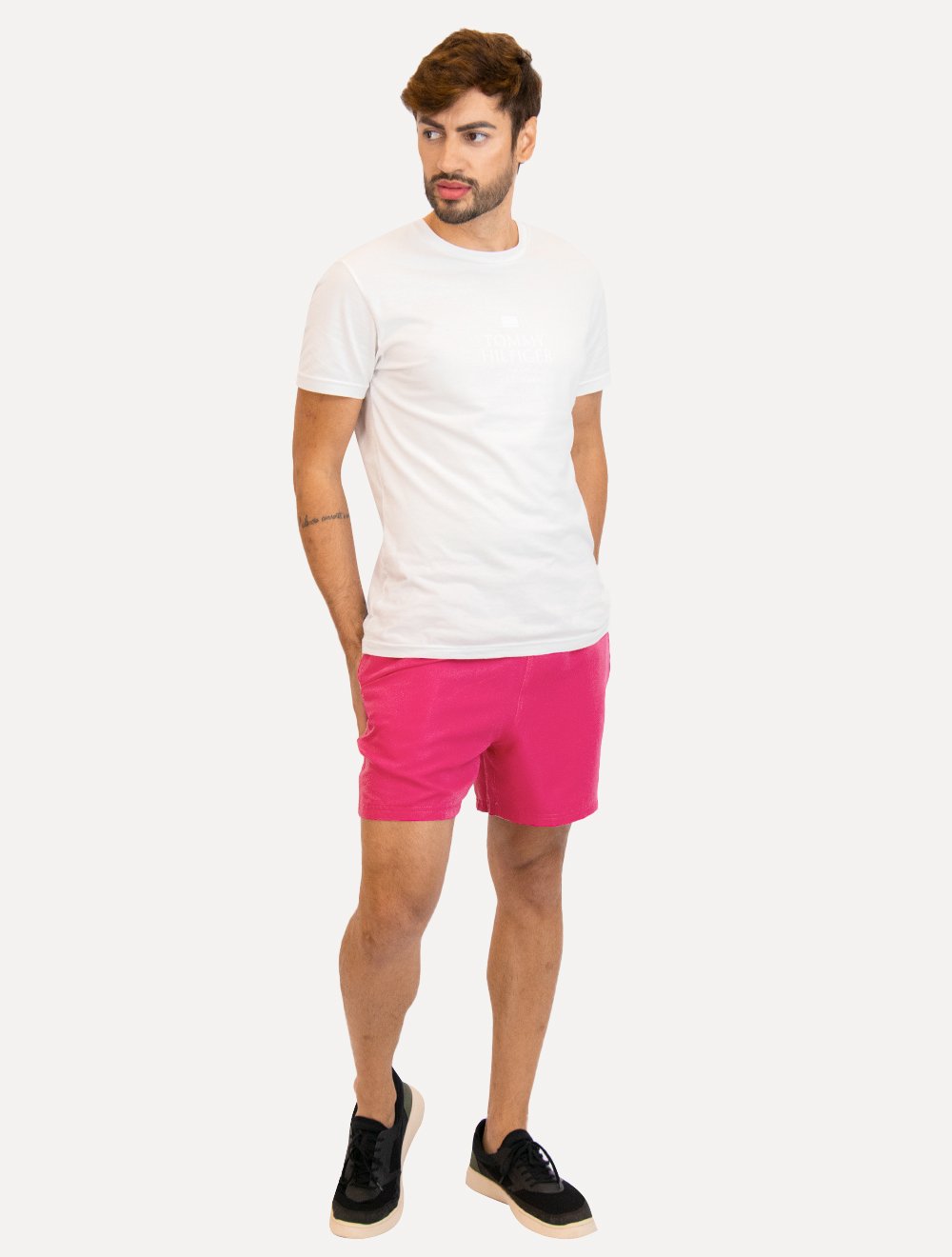 Short John John Masculino Trancoso Fiji Atiu Rosa Médio