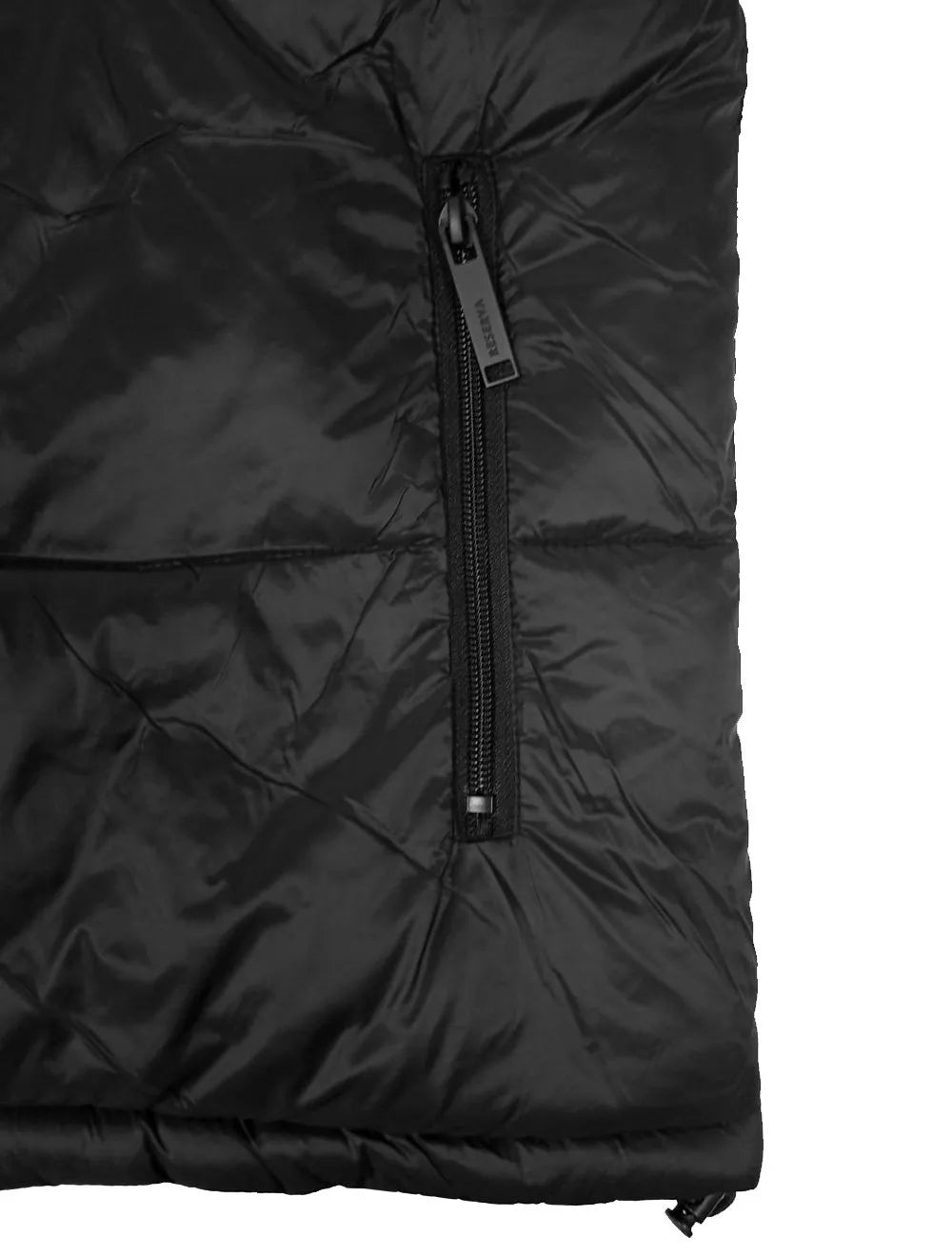 Jaqueta Reserva Masculina Hoodie Double Face Puffer Chumbo Cinza Preta