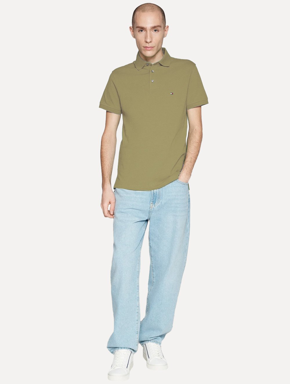 Polo Tommy Hilfiger Masculina Slim Piquet 1985 Verde Musgo