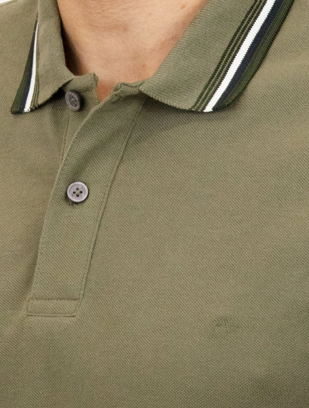 Polo Aramis Masculina Piquet Duplo 6 Frisos Verde Sálvia