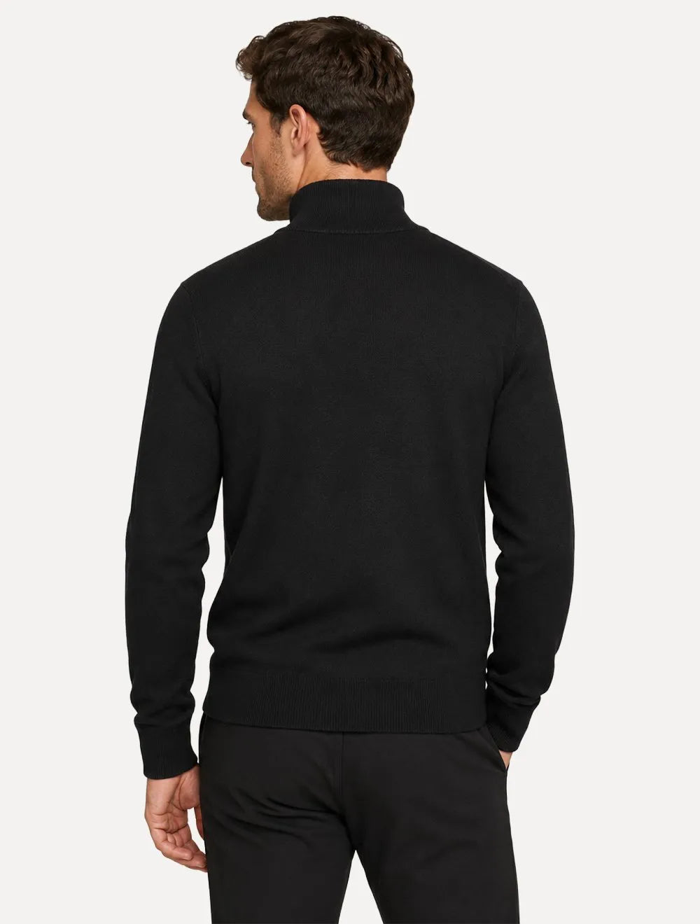Suéter Tommy Hilfiger Masculino Essential Cotton Zip Through Preta