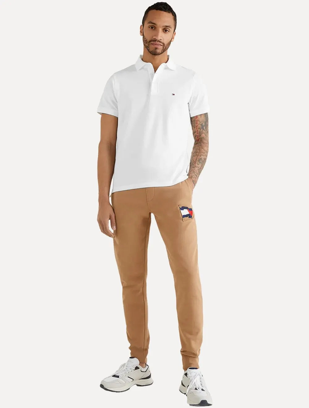Polo Tommy Hilfiger Masculina Slim Piquet 1985 Branca