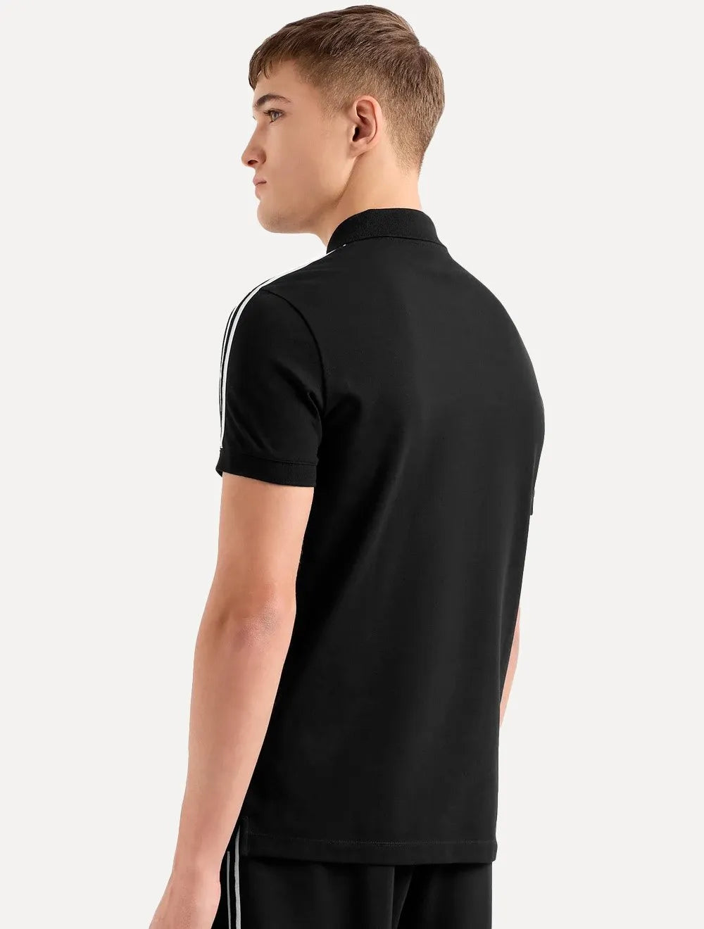 Polo Armani Exchange Masculina Regular Fit Logo Signature Preta