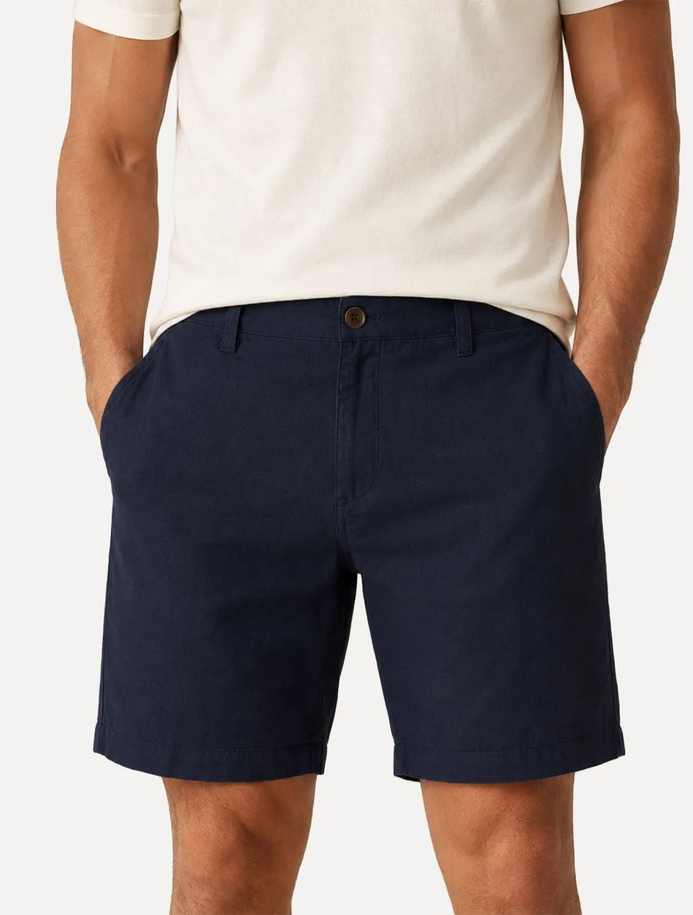 Bermuda Reserva Masculina Casual Linho Azul Marinho