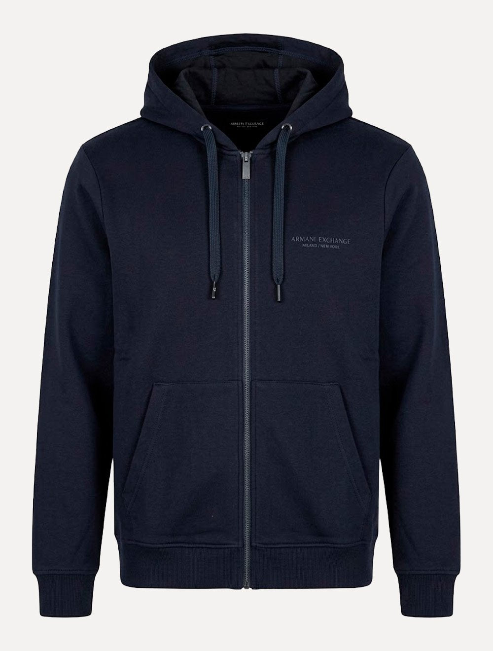 Moletom Armani Exchange Masculino Com Capuz Full Zip Subtle Logo Azul Marinho