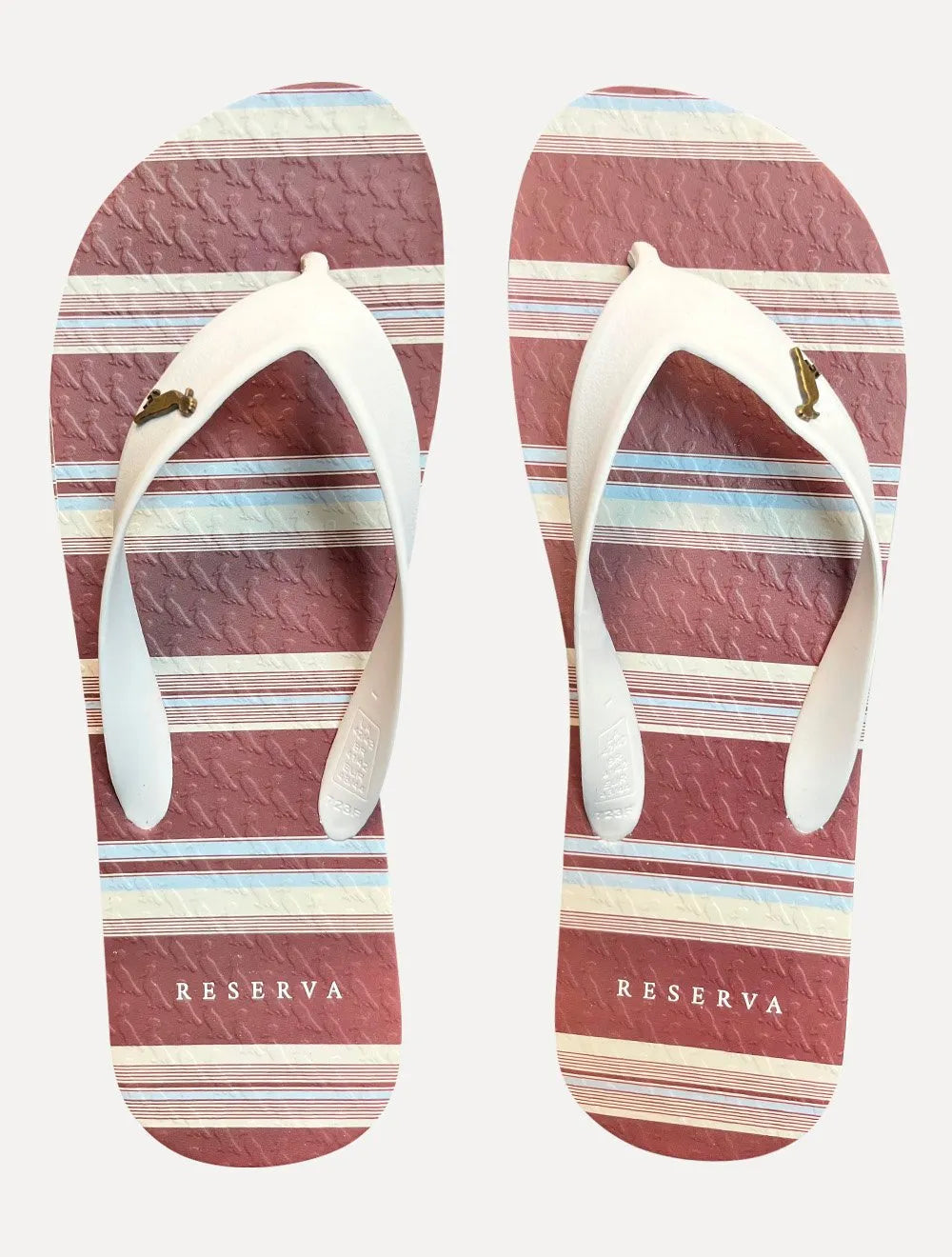 Chinelo Reserva Masculino RSV Canelado Brown Listras Branco