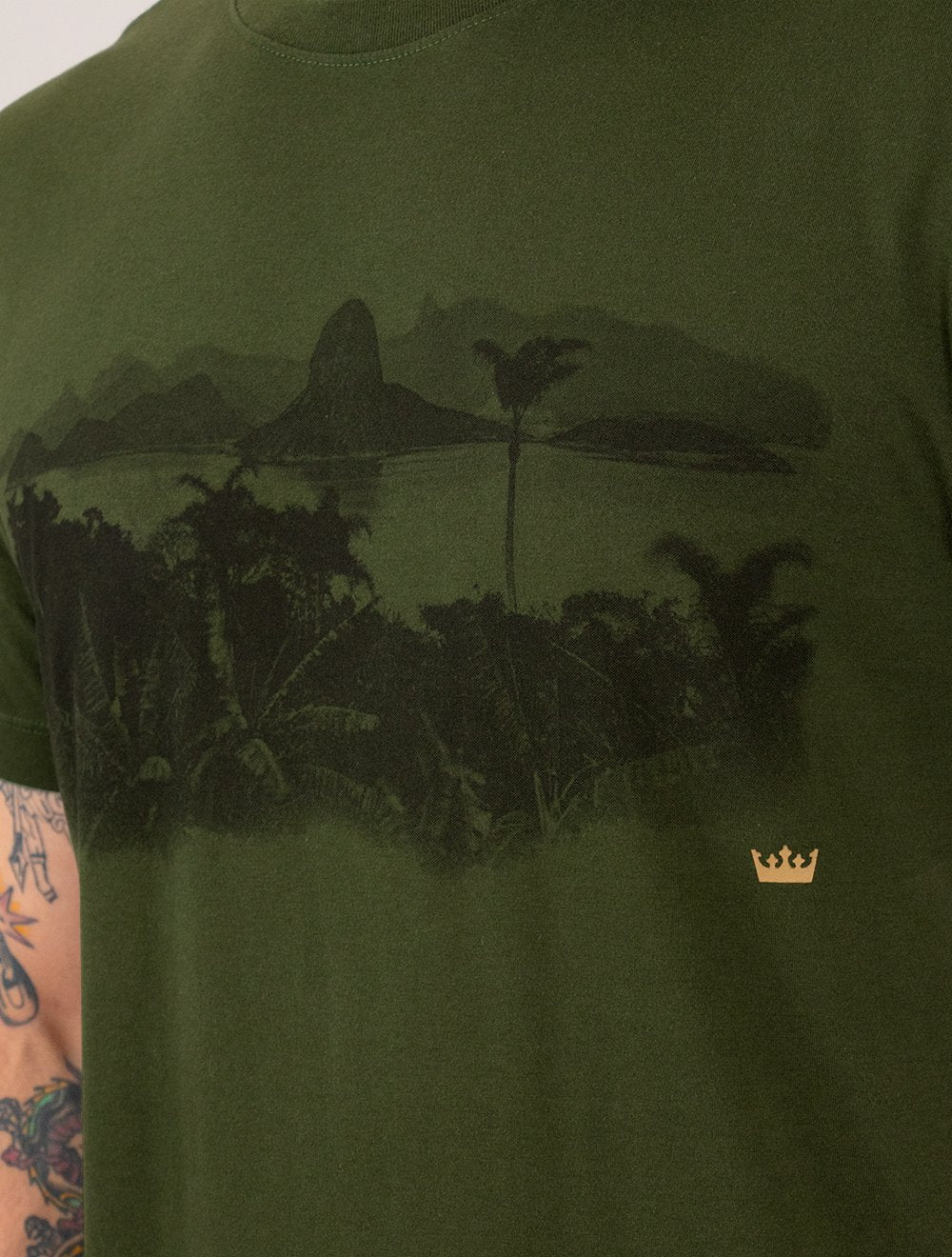 Camiseta Osklen Masculina Slim Vintage Rio Photo Verde Escuro