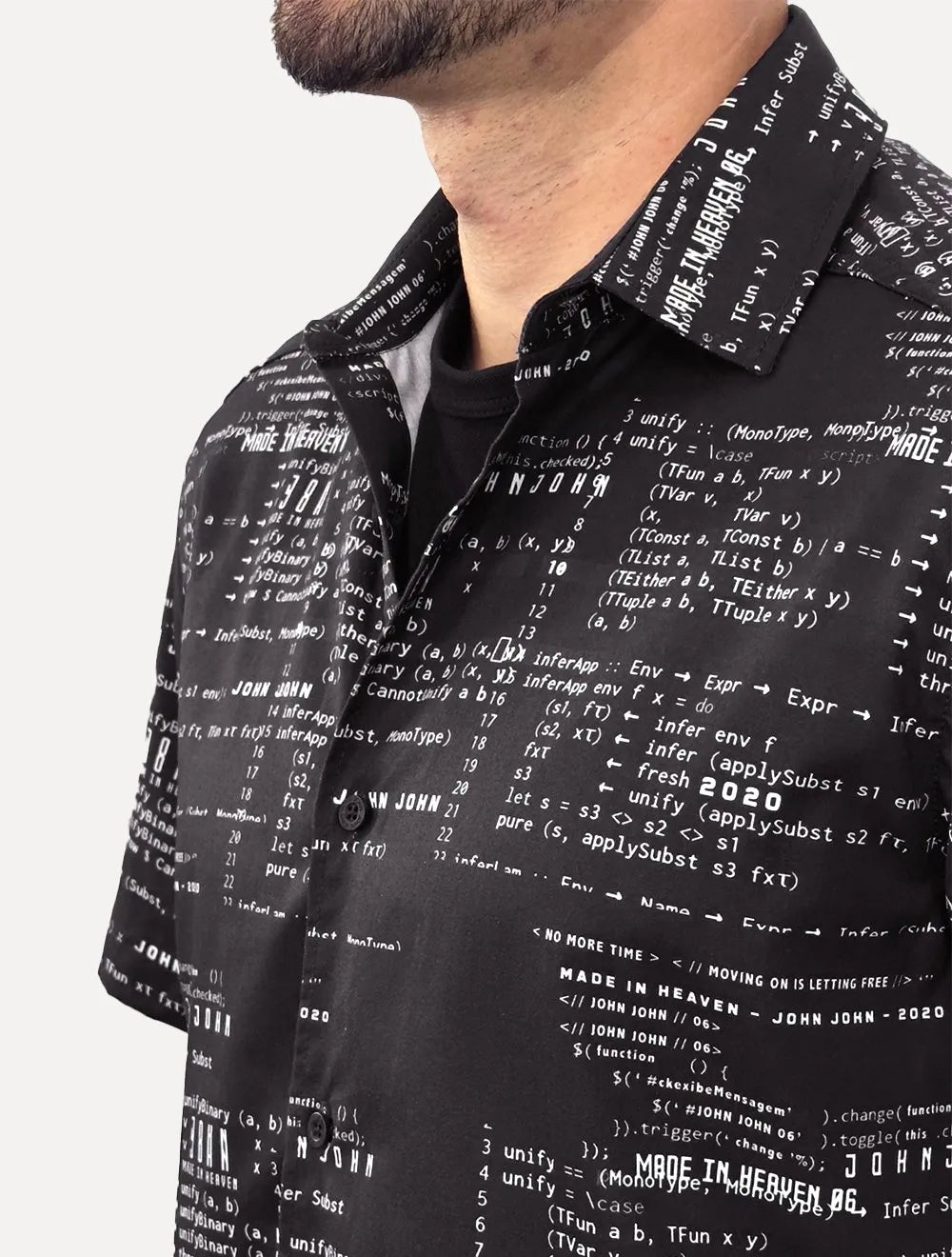 Camisa John John Masculina Manga Curta Heaven String Preta