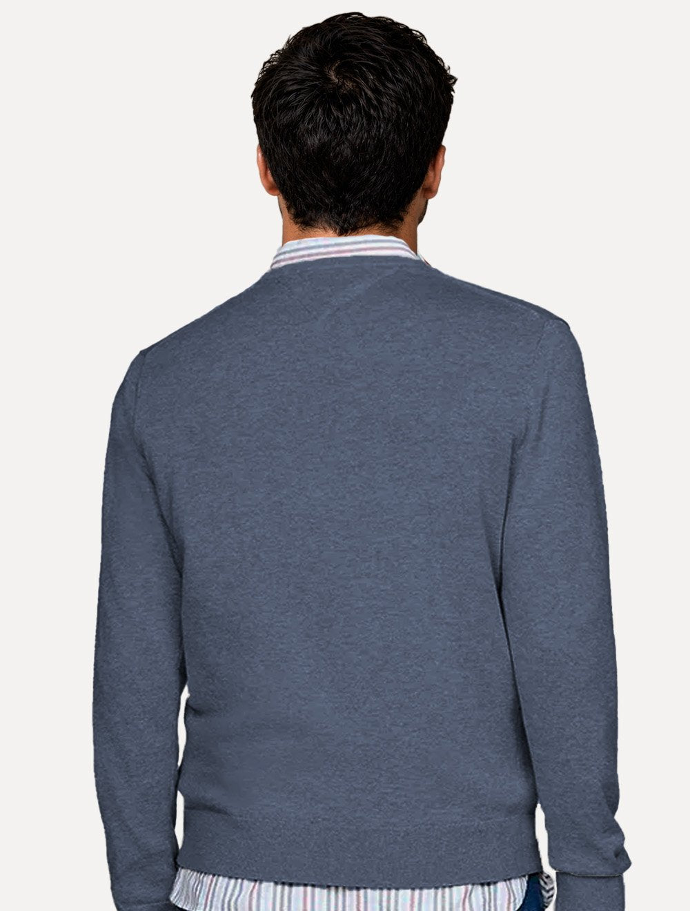 Suéter Tommy Hilfiger Masculino Signature V-Neck Azul Mescla