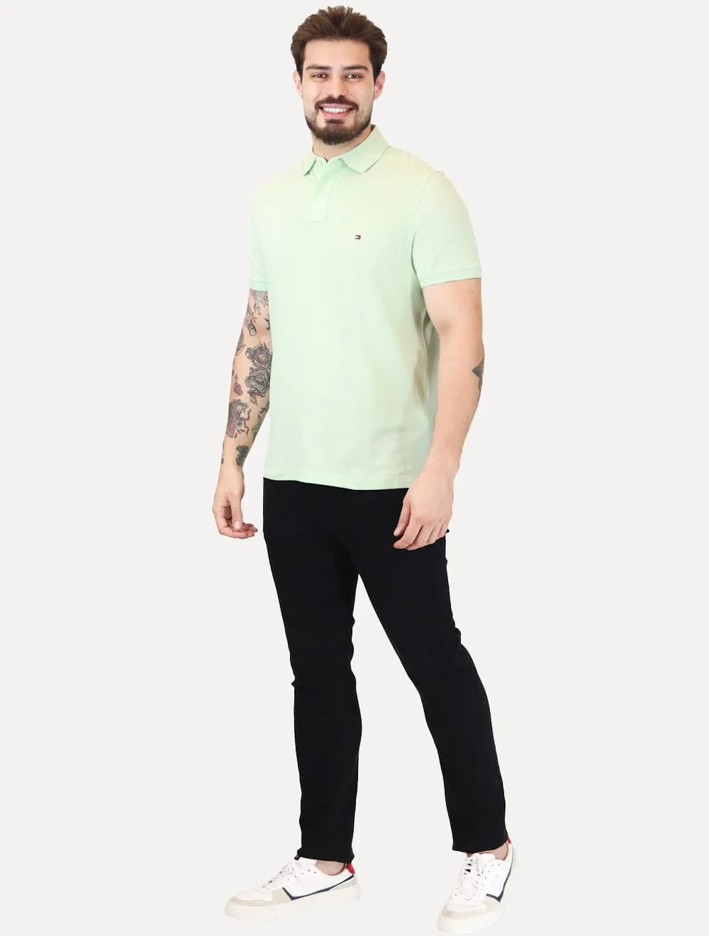 Polo Tommy Hilfiger Masculina Regular Piquet 1985 Opal Verde Claro