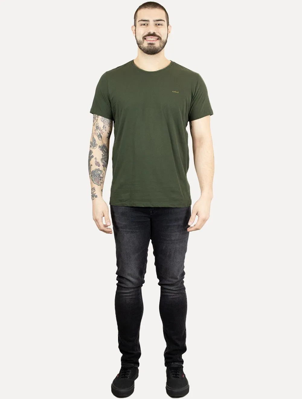 Camiseta Colcci Masculina Back To Basics Logo Verde Escuro