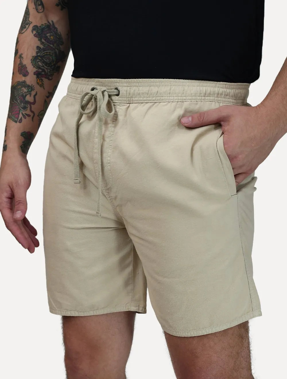 Short Aramis Masculino Elástico Color Liso Cáqui