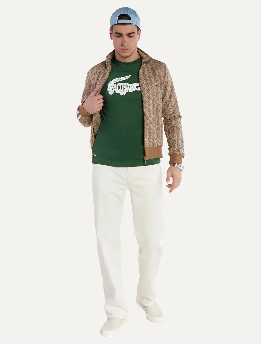 Camiseta Lacoste Masculina Regular Sport Dry Print Logo Verde Escuro