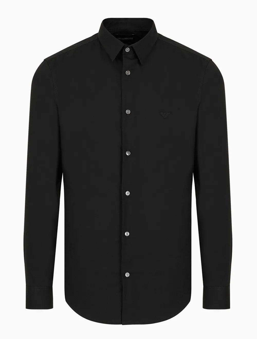 Camisa Empório Armani Masculina Stretch Embroidered Mono Logo Preta