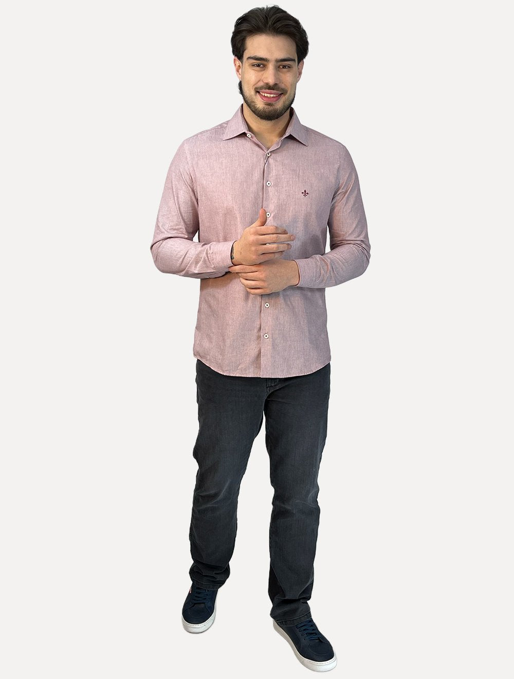 Camisa Dudalina Masculina Slim Fit Superfine Tricoline Cotton Vinho