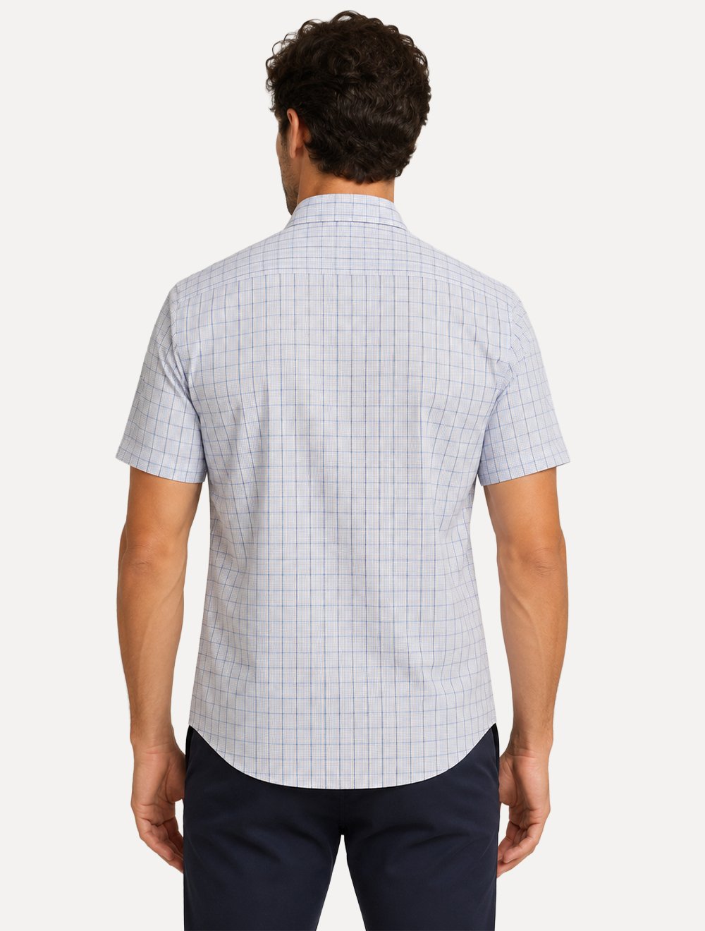 Camisa Dudalina Masculina Manga Curta Slim Confort Superfine Cotton Listrada Cinza Claro