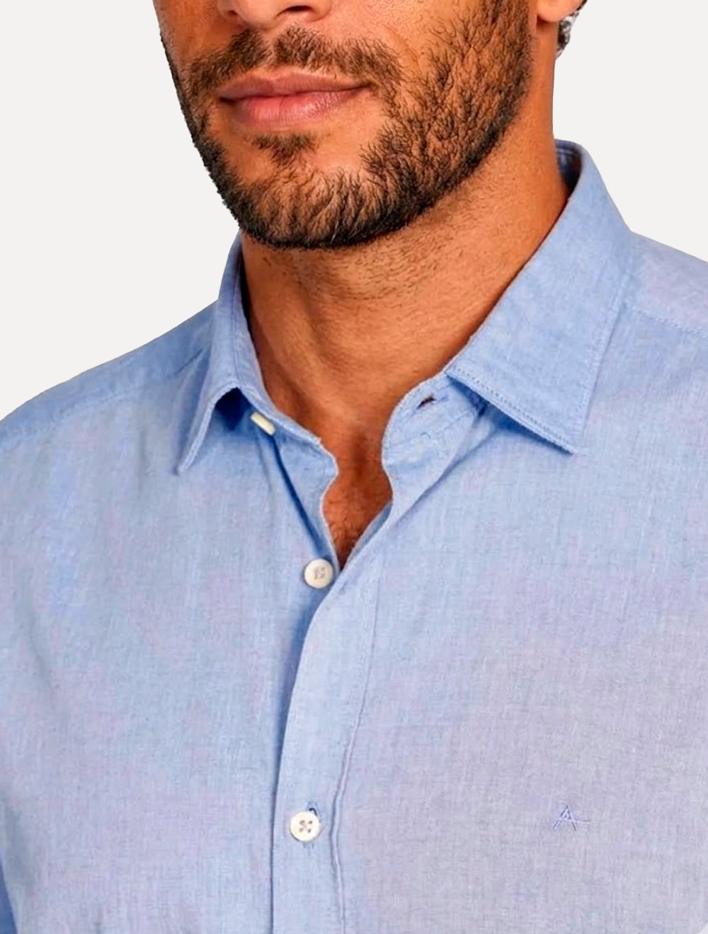 Camisa Aramis Masculina Manga Curta Slim Algodão Willis Azul Claro