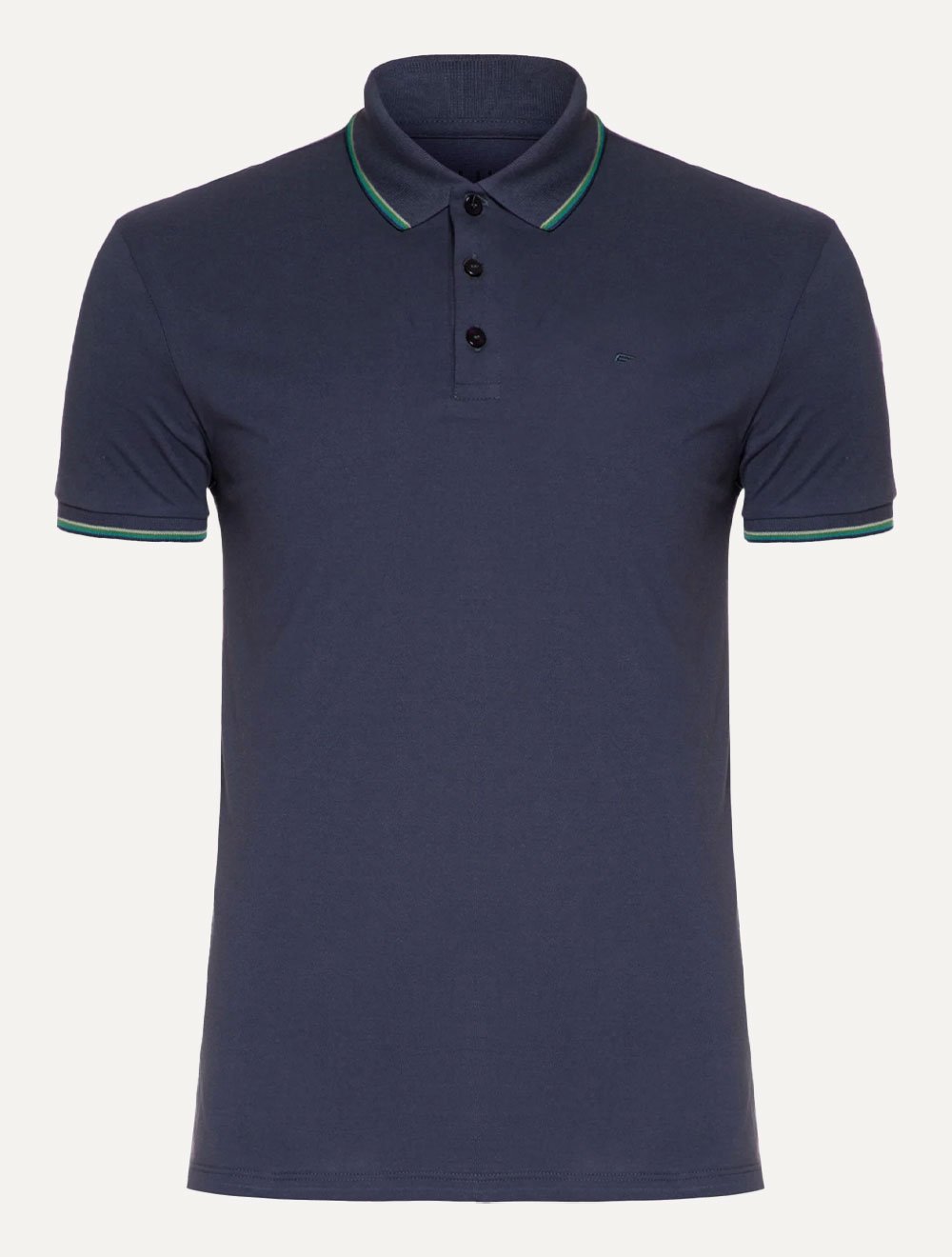 Polo Ellus Masculina Piquet Classic Easa Friso Azul Marinho