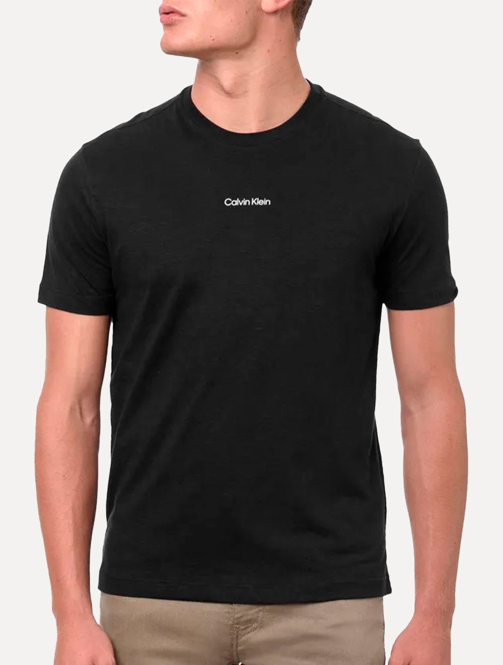 Camiseta Calvin Klein Masculina Flame Front Logo Preta
