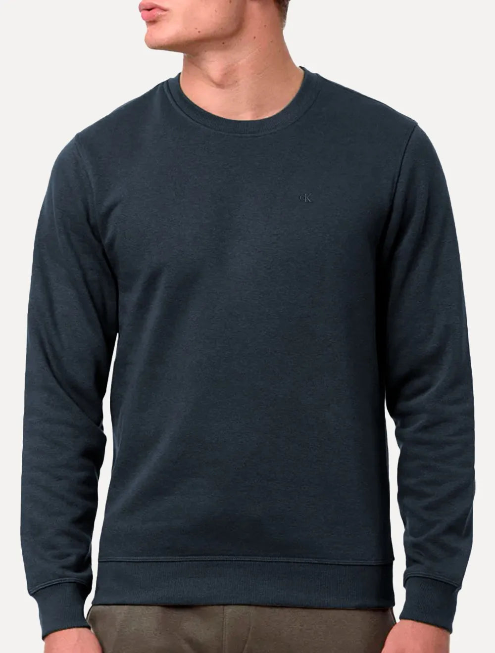 Moletom Calvin Klein Jeans Masculino Crewneck CK Small Bordado Marinho