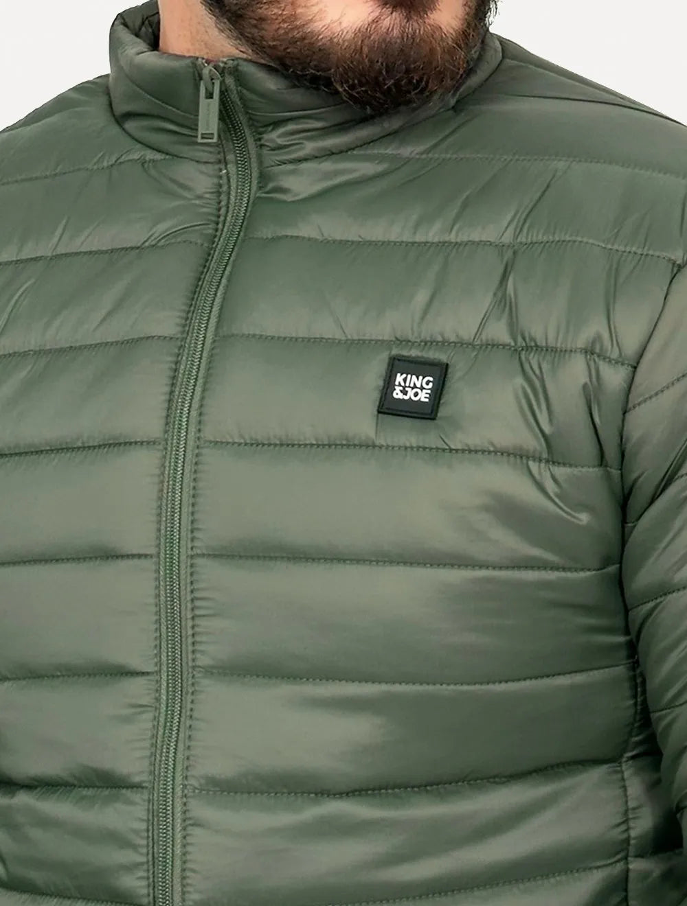 Jaqueta King & Joe Masculina Nylon Puffer Gola Verde Militar