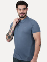 Polo Dudalina Masculina Malha Gola Binada Azul Escuro