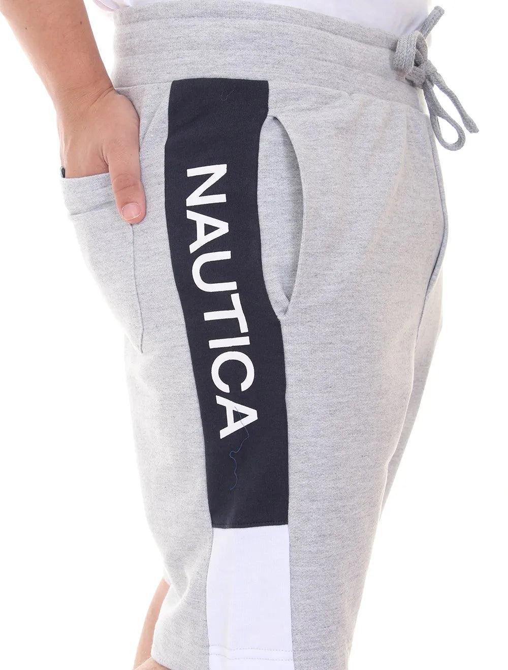 Bermuda Nautica Masculina Moletom Core Navy Side Cinza Mescla