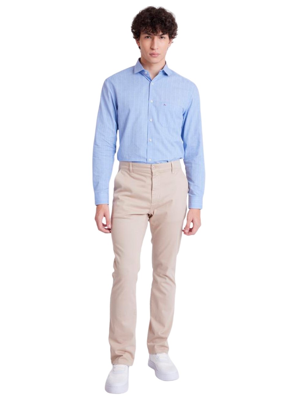 Camisa Aramis Masculina Regular Pocket Tricoline Quadri Xadrez Azul