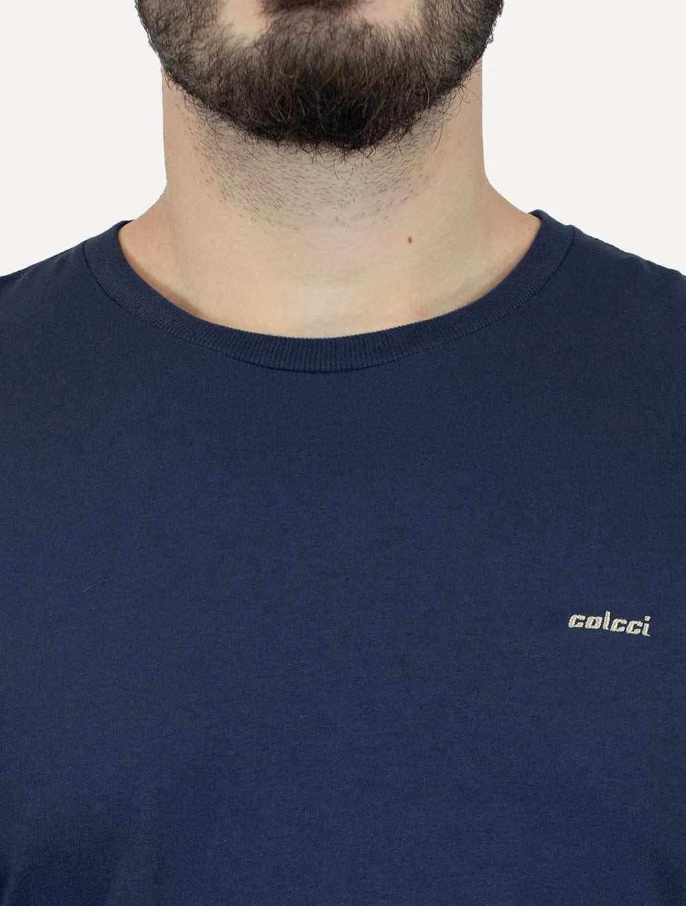 Camiseta Colcci Masculina Manga Longa Logo Azul Escuro