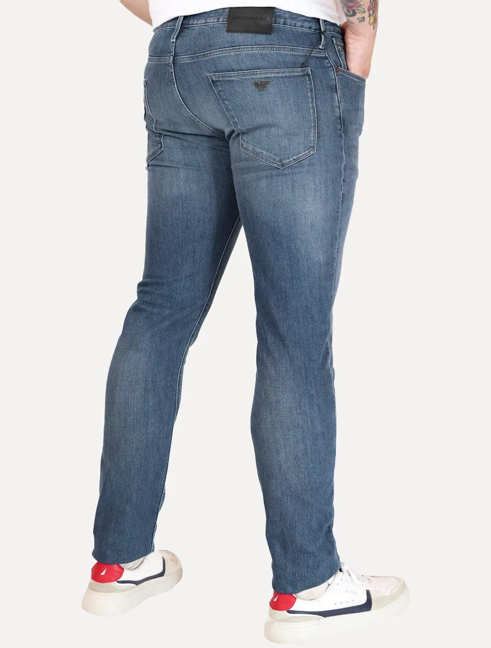 Calça Jeans Empório Armani Masculina J06 Slim Fit 5 Pockets Azul Índigo Médio