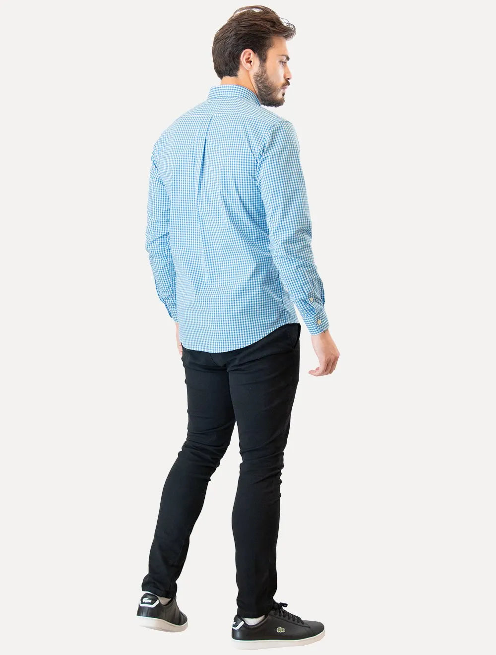 Camisa Ralph Lauren Masculina Slim Fit Stretch Poplin Azul Capri