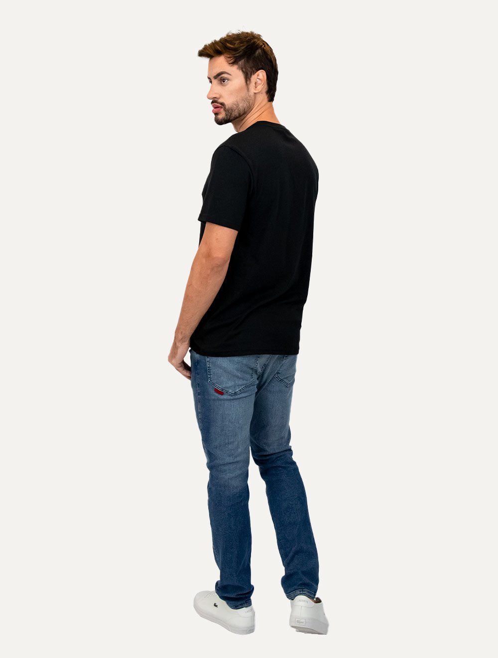 Camiseta Tommy Jeans Masculina Regular Essential Flag Text Preta