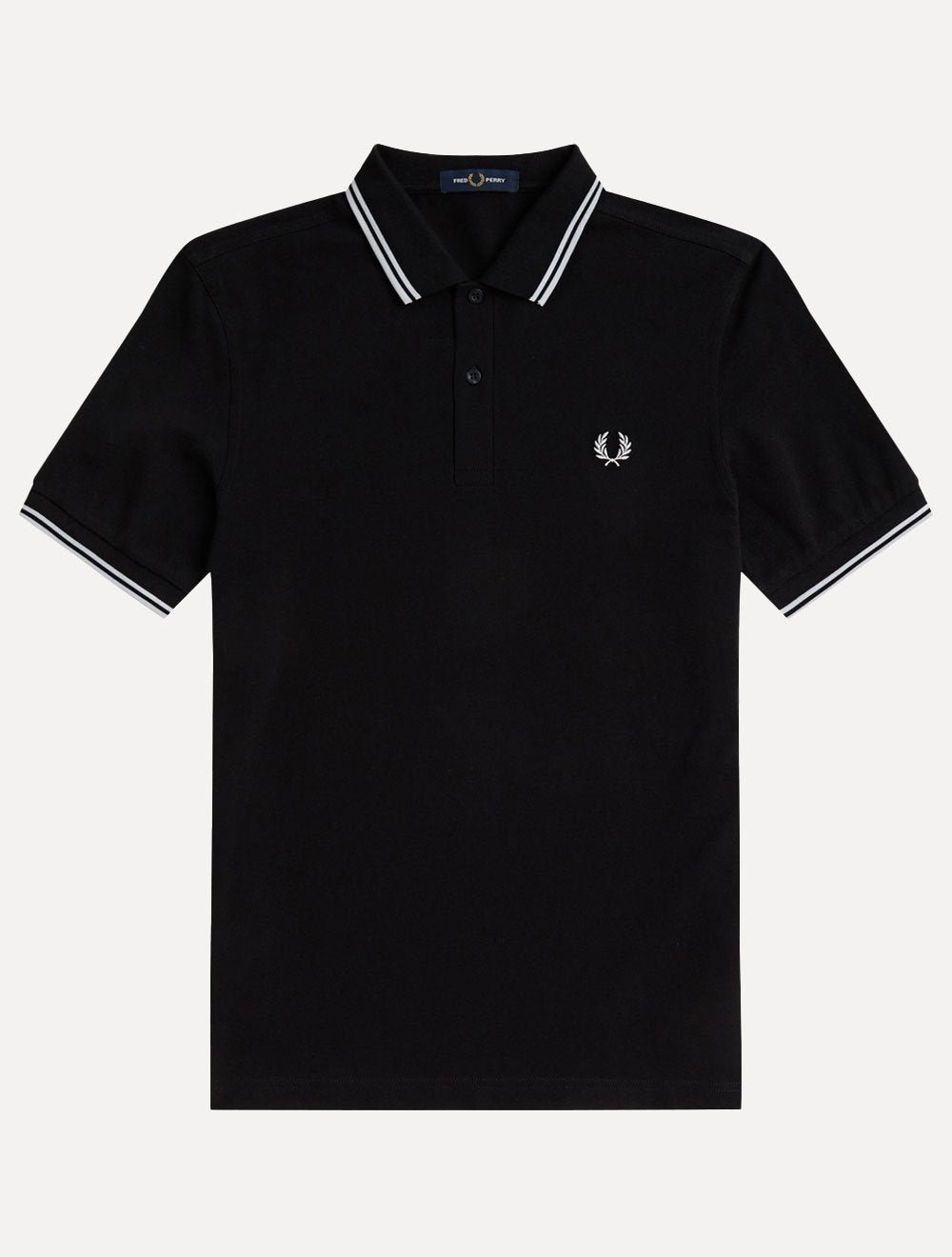 Polo Fred Perry Masculina Piquet Regular White Twin Tipped Preta