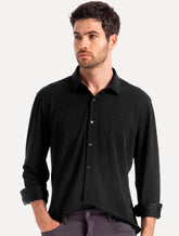 Camisa Ellus Masculina Tricoline LY Slim Preta